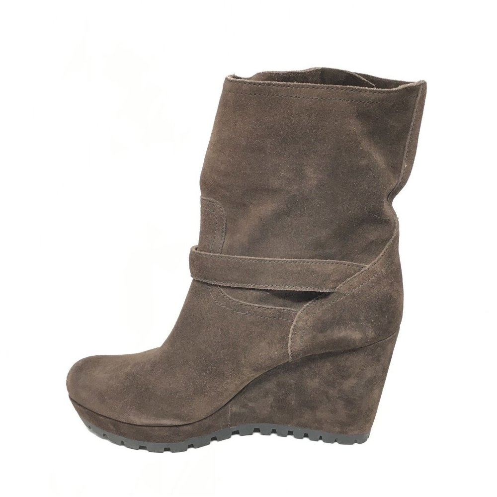 Women's Prada Pull On Wedge Mid Calf Boots Booties Shoes Size 40 EU/10 US Brown - Picture 7 of 12